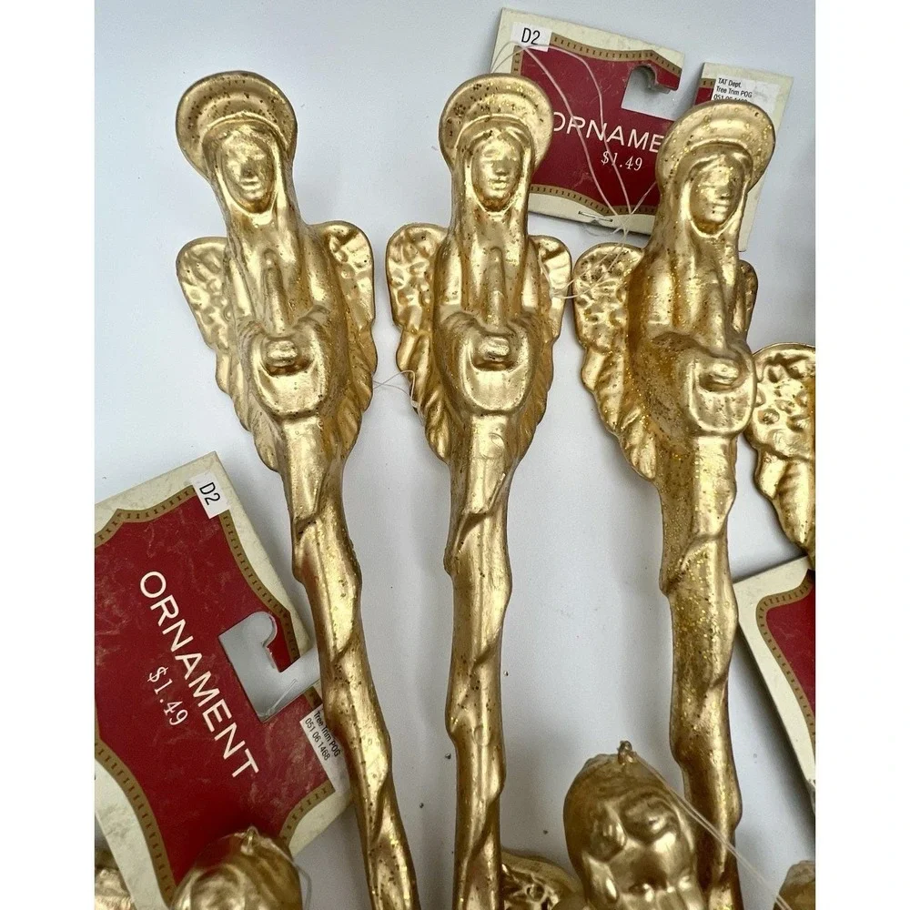 2003 Gold Angel & Virgin Mary Icicle Ornaments 7.5 - 8